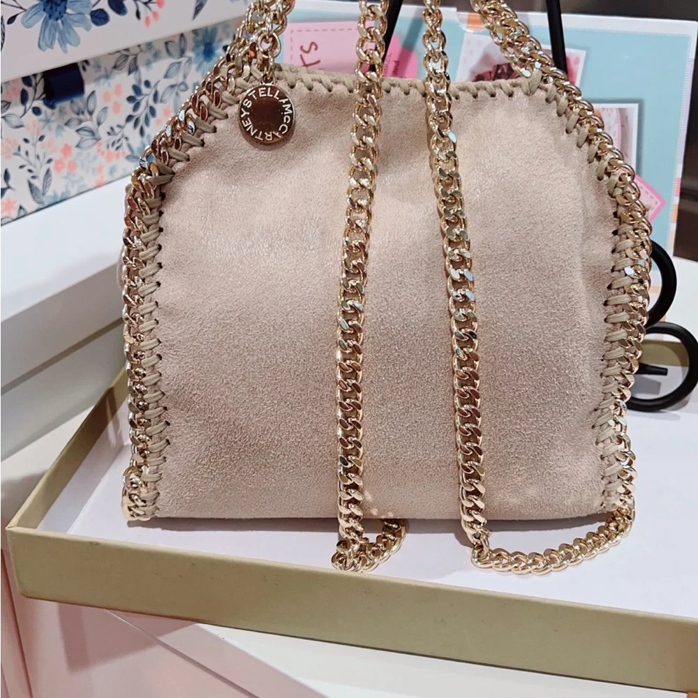Stella McCartney Beige Mini Falabella with Gold Chain Trim - Picture 2 of 4